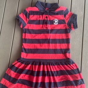 Primrose Schools 7/8 flounce Jersey polo dress (striped)